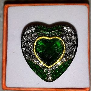 HEART RING, EMERALD, 2-TONE, 6,7,10